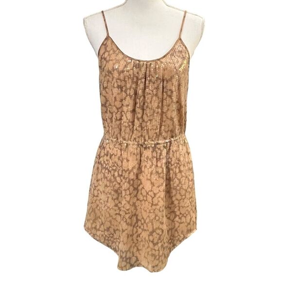 Rebecca Taylor Animal Print Sequin Tank Dress Sz 6 Cocktail Vacation Party - Picture 1 of 8